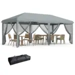 Outsunny Outdoor 10' x 20' Patio Gazebo Outdoor Pop-Up Canopy with Sidewalls, 6 Mesh Walls for Party, Events, Backyard, Lawn, Gray