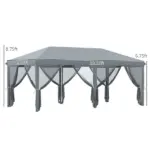 Outsunny Outdoor 10' x 20' Patio Gazebo Outdoor Pop-Up Canopy with Sidewalls, 6 Mesh Walls for Party, Events, Backyard, Lawn, Gray - Image 3
