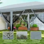 Outsunny Outdoor 10' x 20' Patio Gazebo Outdoor Pop-Up Canopy with Sidewalls, 6 Mesh Walls for Party, Events, Backyard, Lawn, Gray - Image 4