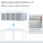 Outsunny Outdoor 10x20 Event Tent, Pop-Up Canopy with Sidewalls, Instant Sun Shelter, 6 Mesh Walls for Party, Events, Backyard, wedding - Image 6