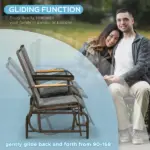 Outdoor 2-Person Glider Bench, Outside Swing Glider Chair Loveseat with Breathable Mesh, Table, Steel Frame - Image 5