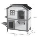 Outdoor 2-Story Cat House Feral Shelter Kitten Condo with Escape Door Asphalt Roof 4 Platforms White - Image 3