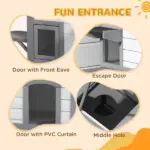 Outdoor 2-Story Cat House Feral Shelter Kitten Condo with Escape Door Asphalt Roof 4 Platforms White - Image 5