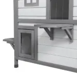 Outdoor 2-Story Cat House Feral Shelter Kitten Condo with Escape Door Asphalt Roof 4 Platforms White - Image 8