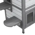 Outdoor 2-Story Cat House Feral Shelter Kitten Condo with Escape Door Asphalt Roof 4 Platforms White - Image 9