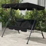 Outsunny Outdoor 3-Seat Patio Swing Chair with Cushion and Adjustable Canopy, Black for Garden - Image 2