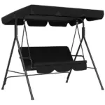 Outsunny Outdoor 3-Seat Patio Swing Chair with Cushion and Adjustable Canopy, Black for Garden - Image 11