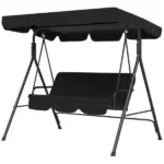 Outsunny Outdoor 3-Seat Patio Swing Chair with Cushion and Adjustable Canopy, Black for Garden