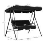 Outsunny Outdoor 3-Seat Patio Swing Chair with Cushion and Adjustable Canopy, Black for Garden - Image 3