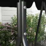 Outsunny Outdoor 3-Seat Patio Swing Chair with Cushion and Adjustable Canopy, Black for Garden - Image 9