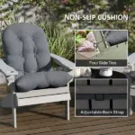 Outsunny Outdoor Adirondack Chair Cushions Set of 2, Tufted High Back Patio Chair Cushions, Adirondack Cushions with Ties - Image 6