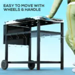 Outsunny Outdoor Bar Cart Grill Table with Stainless Steel Tabletop, Wheeled Outdoor Serving Cart Prep Table with Storage, Hooks - Image 7