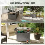 Outdoor Bar Cart with Storage, Stainless Steel Outdoor Bar Table Top, Wheeled HDPE Kitchen Island for Food Prep, Gray - Image 8