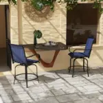 Outsunny Outdoor Bar Stools Set of 2 with 360 Swivel for Deck Parties Bar Height, Navy Blue - Image 2