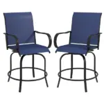 Outsunny Outdoor Bar Stools Set of 2 with 360 Swivel for Deck Parties Bar Height, Navy Blue - Image 11