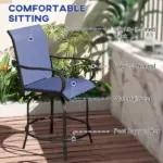 Outsunny Outdoor Bar Stools Set of 2 with 360 Swivel for Deck Parties Bar Height, Navy Blue - Image 5