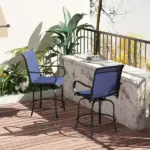 Outsunny Outdoor Bar Stools Set of 2 with 360 Swivel for Deck Parties Bar Height, Navy Blue - Image 10