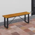 Outsunny Outdoor Bench, 2-Person Backless Garden Bench, Acacia Wood Patio Bench Loveseat with Slatted Seat for Porch, Park, Teak - Image 3