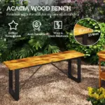 Outsunny Outdoor Bench, 2-Person Backless Garden Bench, Acacia Wood Patio Bench Loveseat with Slatted Seat for Porch, Park, Teak - Image 4