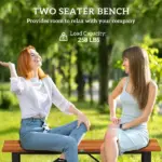 Outsunny Outdoor Bench, 2-Person Backless Garden Bench, Acacia Wood Patio Bench Loveseat with Slatted Seat for Porch, Park, Teak - Image 8