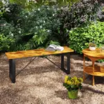 Outsunny Outdoor Bench, 2-Person Backless Garden Bench, Acacia Wood Patio Bench Loveseat with Slatted Seat for Porch, Park, Teak - Image 10