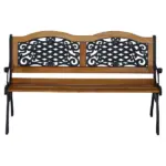 Outsunny 50 Inch 2-Person Outdoor Bench with Wood Slat Seat and Metal Legs Teak - Image 11