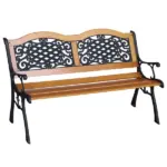 Outsunny 50 Inch 2-Person Outdoor Bench with Wood Slat Seat and Metal Legs Teak
