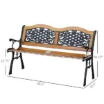 Outsunny 50 Inch 2-Person Outdoor Bench with Wood Slat Seat and Metal Legs Teak - Image 3