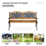 Outsunny 50 Inch 2-Person Outdoor Bench with Wood Slat Seat and Metal Legs Teak - Image 6