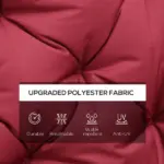 Outsunny Outdoor Bench Cushion Tufted 3-Seater for Swing Chair Patio Sofa Wine Red - Image 4