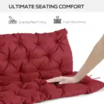 Outsunny Outdoor Bench Cushion Tufted 3-Seater for Swing Chair Patio Sofa Wine Red - Image 7