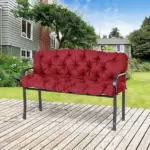 Outsunny Outdoor Bench Cushion Tufted 3-Seater for Swing Chair Patio Sofa Wine Red - Image 10