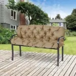 Outsunny Outdoor Bench Cushion Tufted 3-Seater Khaki for Swing Chair Patio Sofa - Image 2