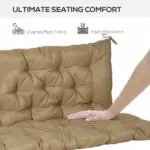 Outsunny Outdoor Bench Cushion Tufted 3-Seater Khaki for Swing Chair Patio Sofa - Image 4