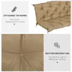 Outsunny Outdoor Bench Cushion Tufted 3-Seater Khaki for Swing Chair Patio Sofa - Image 6