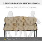 Outsunny Outdoor Bench Cushion Tufted 3-Seater Khaki for Swing Chair Patio Sofa - Image 7