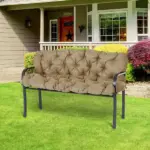 Outsunny Outdoor Bench Cushion Tufted 3-Seater Khaki for Swing Chair Patio Sofa - Image 10