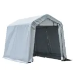 Outdoor Car Tent Carport 8x6 Gray with Roll-up Door Steel Frame PE Cover Garage Storage Shelter