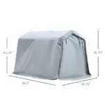 Outdoor Car Tent Carport 8x6 Gray with Roll-up Door Steel Frame PE Cover Garage Storage Shelter - Image 3