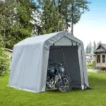 Outdoor Car Tent Carport 8x6 Gray with Roll-up Door Steel Frame PE Cover Garage Storage Shelter - Image 10