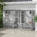 PawHut Outdoor Cat Cages Enclosures, Wooden Outdoor Cat House, Weather Protection Roof, Cat Shelter Kitten Playpen with Shelves and Bridges - Image 2