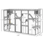 PawHut Outdoor Cat Cages Enclosures, Wooden Outdoor Cat House, Weather Protection Roof, Cat Shelter Kitten Playpen with Shelves and Bridges - Image 3