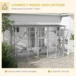 PawHut Outdoor Cat Cages Enclosures, Wooden Outdoor Cat House, Weather Protection Roof, Cat Shelter Kitten Playpen with Shelves and Bridges - Image 4