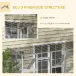 PawHut Outdoor Cat Cages Enclosures, Wooden Outdoor Cat House, Weather Protection Roof, Cat Shelter Kitten Playpen with Shelves and Bridges - Image 6