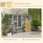 PawHut Outdoor Cat Cages Enclosures, Wooden Outdoor Cat House, Weather Protection Roof, Cat Shelter Kitten Playpen with Shelves and Bridges - Image 7