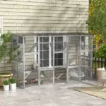 PawHut Outdoor Cat Cages Enclosures, Wooden Outdoor Cat House, Weather Protection Roof, Cat Shelter Kitten Playpen with Shelves and Bridges - Image 10
