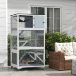 Outdoor Cat Enclosure Catio for Cats with Wheels, Weatherproof Catio with Multi-Level, Hammock for 1-3 cats up to 12lbs, Gray - Image 2