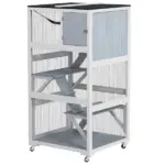 Outdoor Cat Enclosure Catio for Cats with Wheels, Weatherproof Catio with Multi-Level, Hammock for 1-3 cats up to 12lbs, Gray