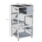 Outdoor Cat Enclosure Catio for Cats with Wheels, Weatherproof Catio with Multi-Level, Hammock for 1-3 cats up to 12lbs, Gray - Image 3