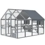 PawHut Outdoor Cat Enclosure with Condos, Canopy, Suspension Bridges, Platforms and Multiple Doors for 3-6 Cats, Gray